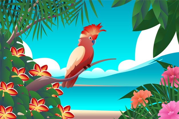 Fondo degradado de hojas tropicales