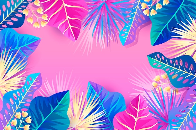 Vector gratuito fondo degradado de hojas tropicales