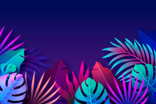 Vector gratuito fondo degradado de hojas tropicales