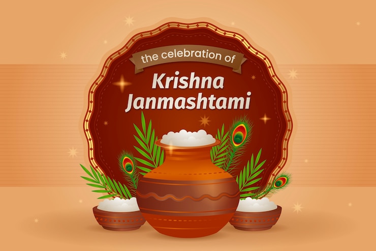 Vector gratuito fondo degradado de janmashtami
