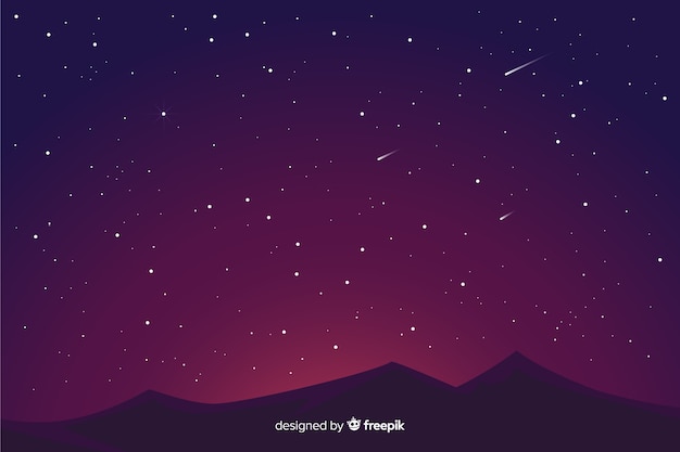 Vector gratuito fondo degradado de noche estrellada y montañas