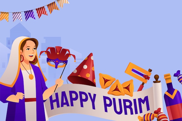 Vector gratuito fondo degradado de purim