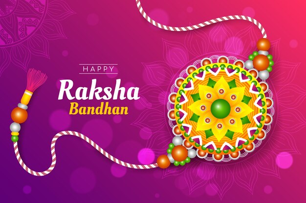 Fondo degradado de raksha bandhan con amuleto