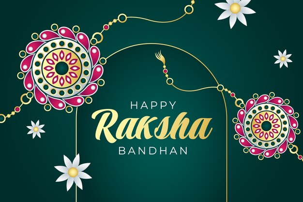Fondo degradado de raksha bandhan con amuletos