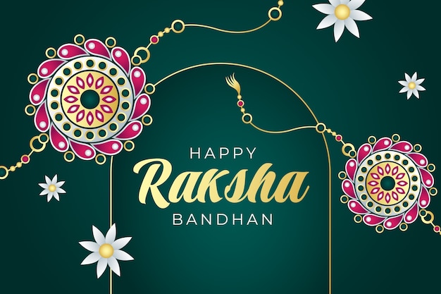 Fondo degradado de raksha bandhan con amuletos