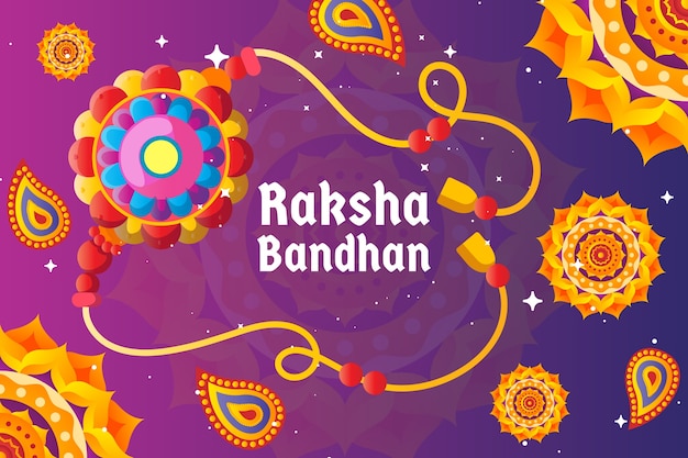 Vector gratuito fondo degradado de raksha bandhan con talismán