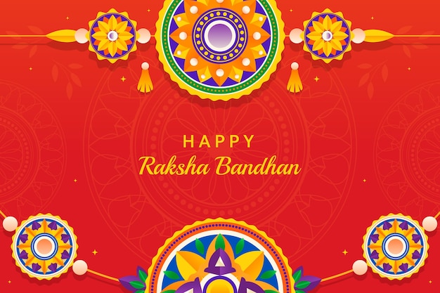 Vector gratuito fondo degradado de raksha bandhan con talismán