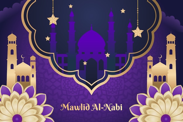 Vector gratuito fondo degradado para vacaciones mawlid al-nabi