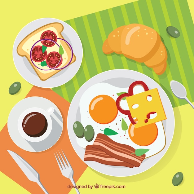 Vector gratuito fondo de delicioso desayuno