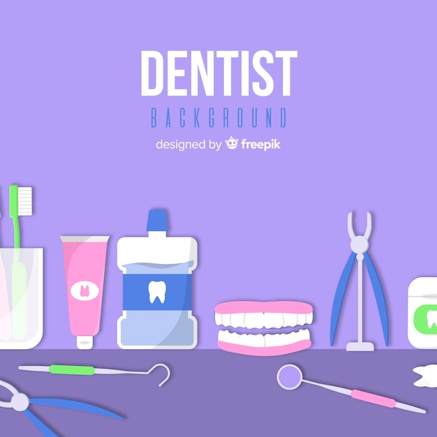 Fondo de dentista en diseño plano