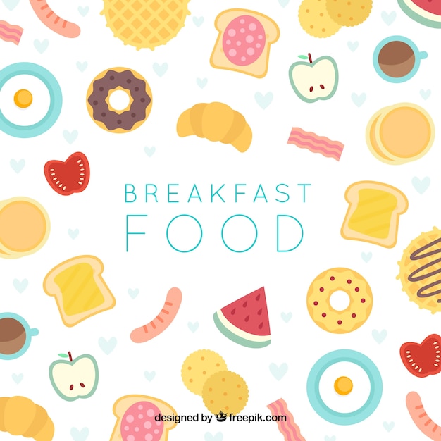 Vector gratuito fondo de desayuno con diseño plano