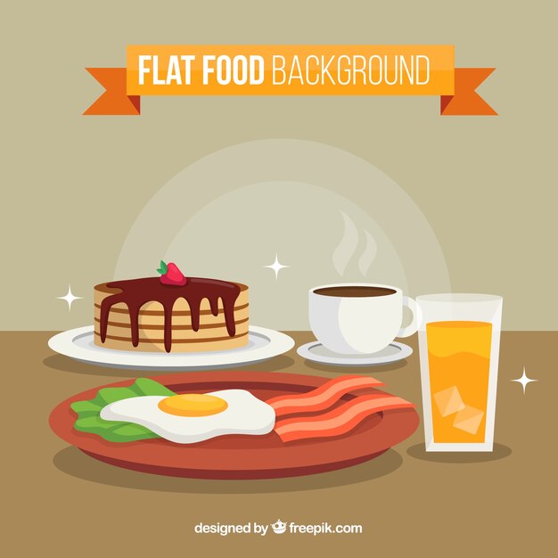 Fondo de desayuno con diseño plano