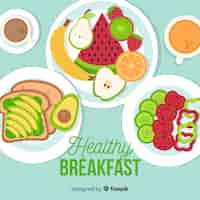 Vector gratuito fondo con desayuno saludable