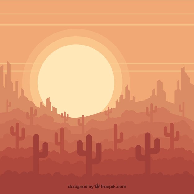 Fondo de desierto con cactus en diseño plano