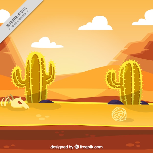 Vector gratuito fondo de desierto con cactus