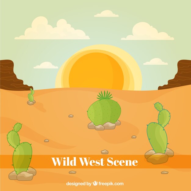 Fondo de desierto dibujado a mano con vegetación