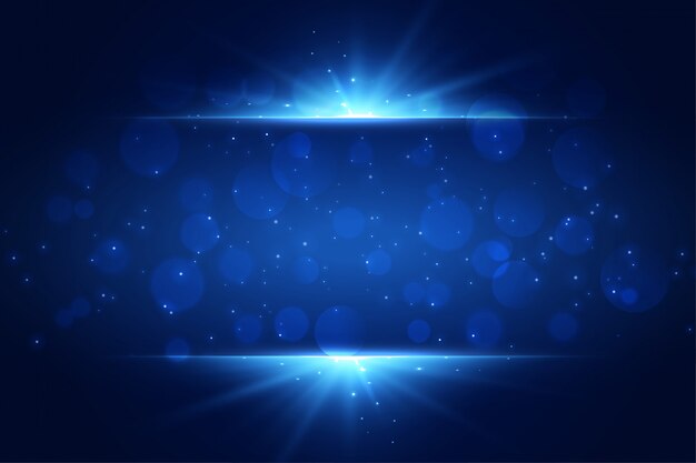 Fondo de destellos de luz azul con copyspace