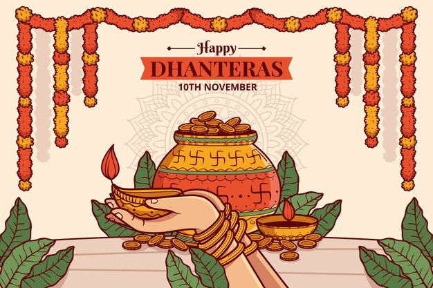 Fondo de dhanteras dibujados a mano