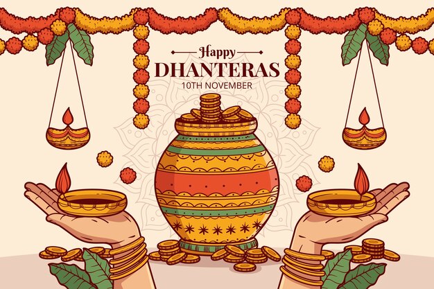 Fondo de dhanteras dibujados a mano