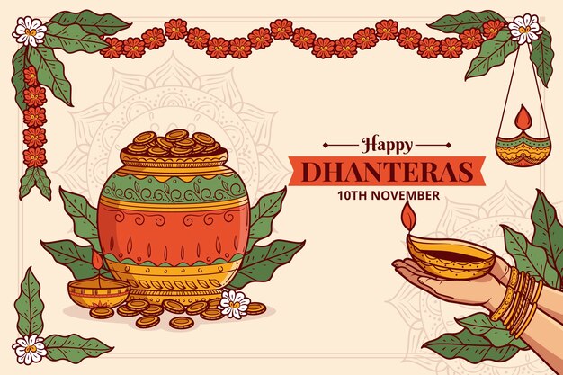 Fondo de dhanteras dibujados a mano