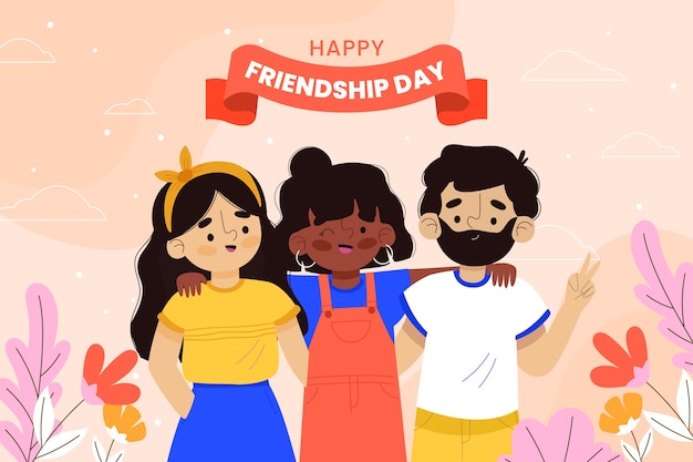 Vector gratuito fondo del día de la amistad dibujado a mano con hojas