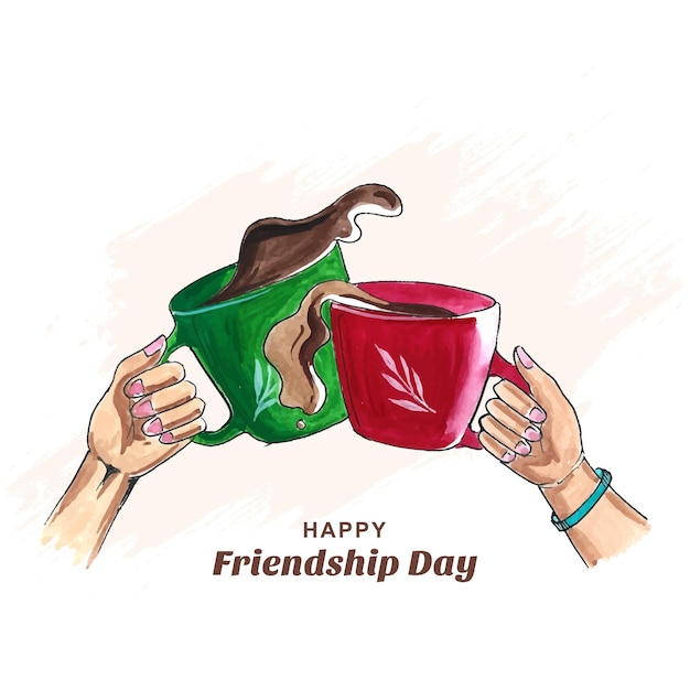 Fondo del día de la amistad con diseño de acuarela de taza de café