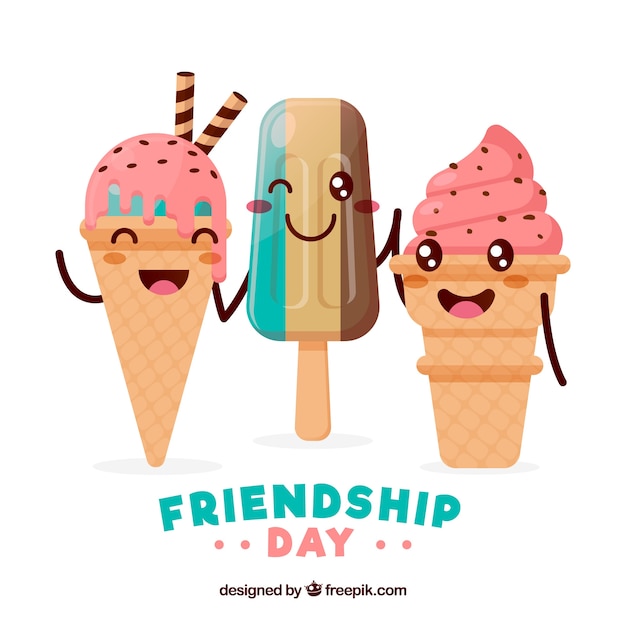 Vector gratuito fondo de día de la amistad con helados deliciosos