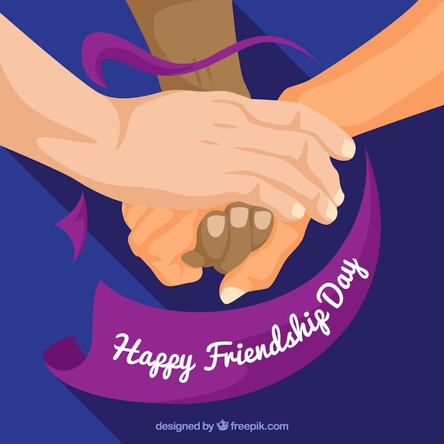 Vector gratuito fondo de día de la amistad con manos apoyando