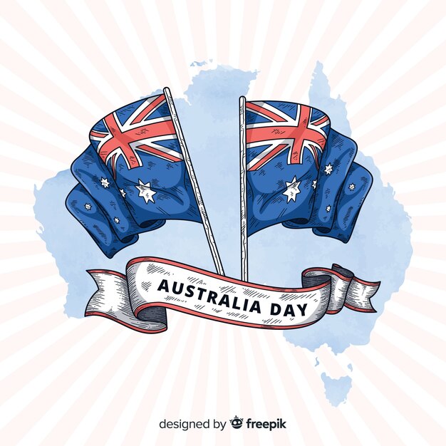 Fondo del día de australia dibujado a mano