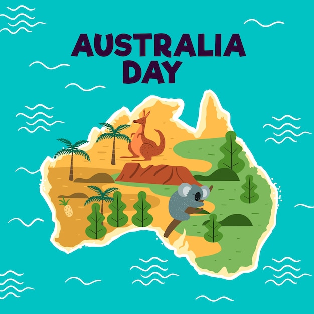 Vector gratuito fondo de día de australia dibujado a mano