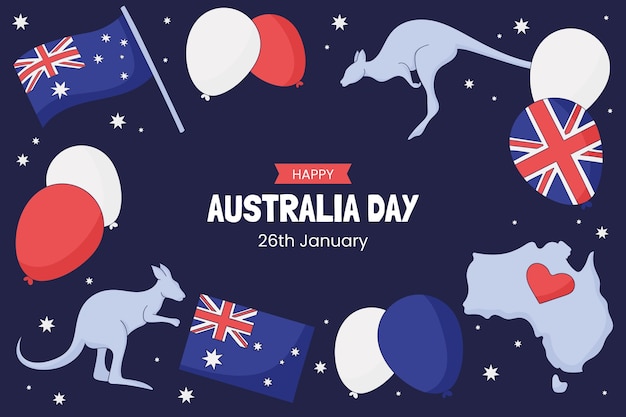 Vector gratuito fondo del día de australia dibujado a mano