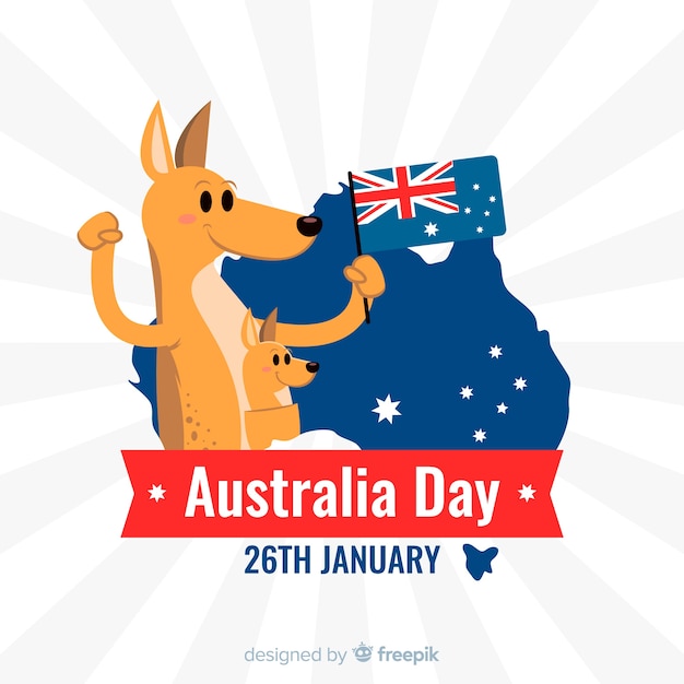 Vector gratuito fondo del día de australia en diseño plano