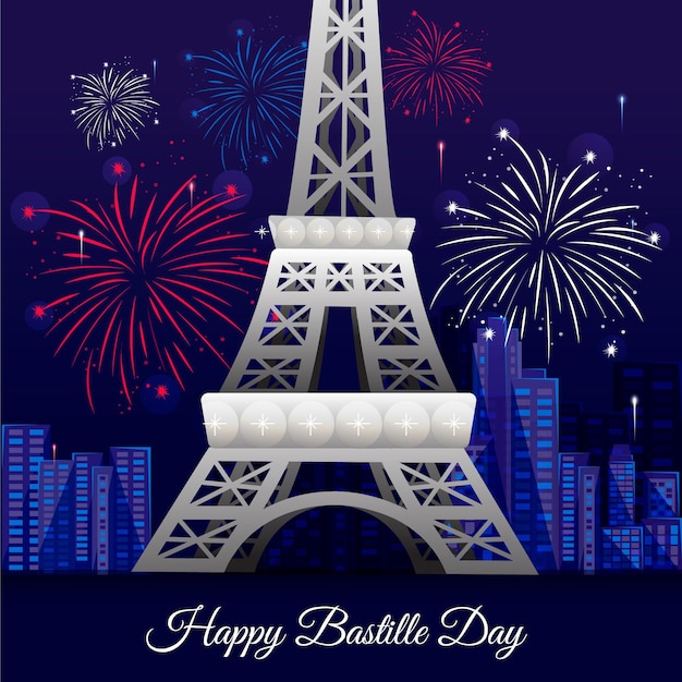 Fondo del día de bastille dibujado a mano