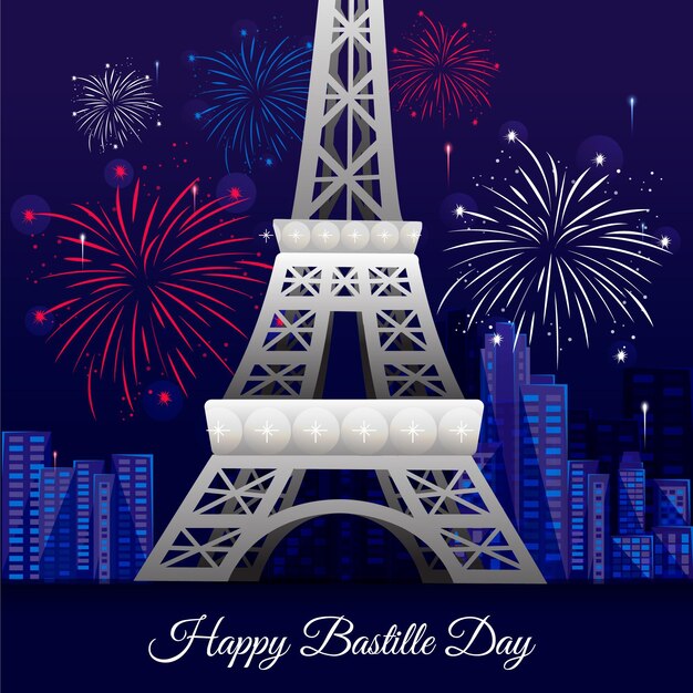 Fondo del día de bastille dibujado a mano