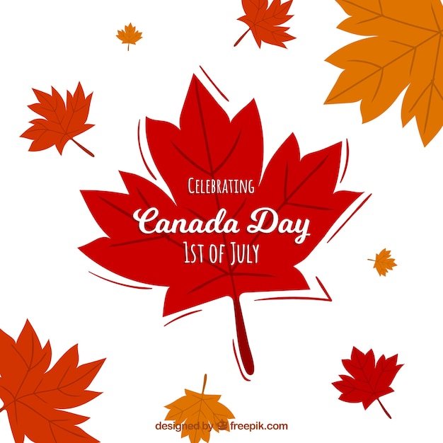 Vector gratuito fondo del día de canadá con hojas de otoño