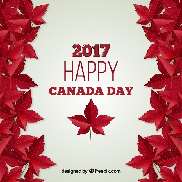 Fondo del día de canadá con hojas realistas