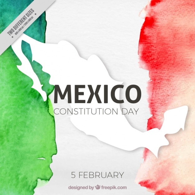 Vector gratuito fondo del día de la consitución con bandera de méxico de acuarela