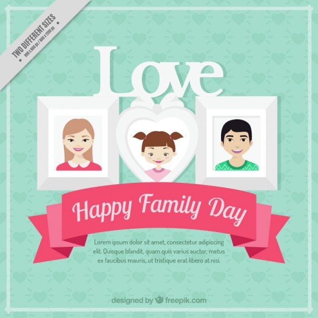 Vector gratuito fondo del día de la familia con marcos de fotos