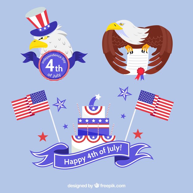 Fondo de día de la independencia del 4 de julio en estilo plano