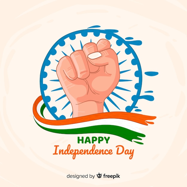 Fondo del día de la independencia de india dibujado a mano