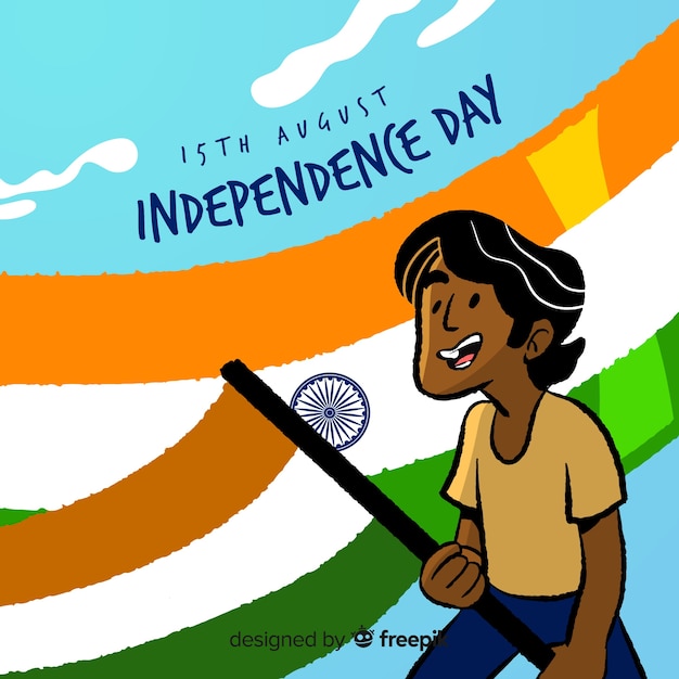 Fondo del día de la independencia de india dibujado a mano