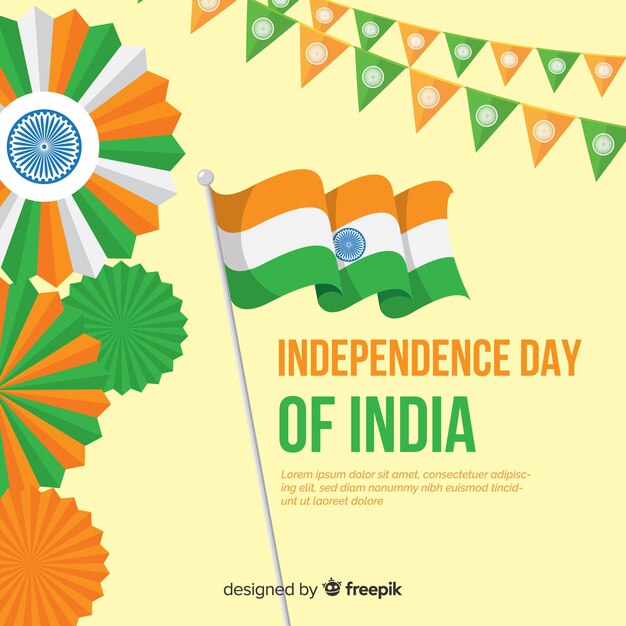 Vector gratuito fondo del día de la independencia de india en diseño plano