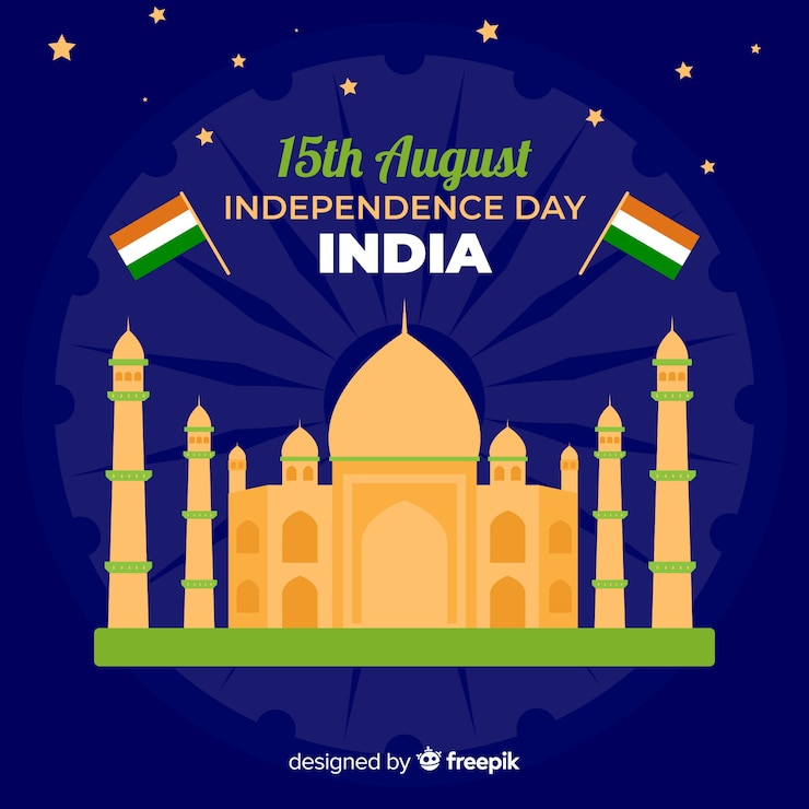 Vector gratuito fondo del día de la independencia de india en diseño plano