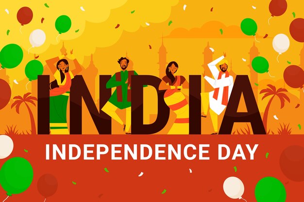 Vector gratuito fondo del día de la independencia de india en diseño plano