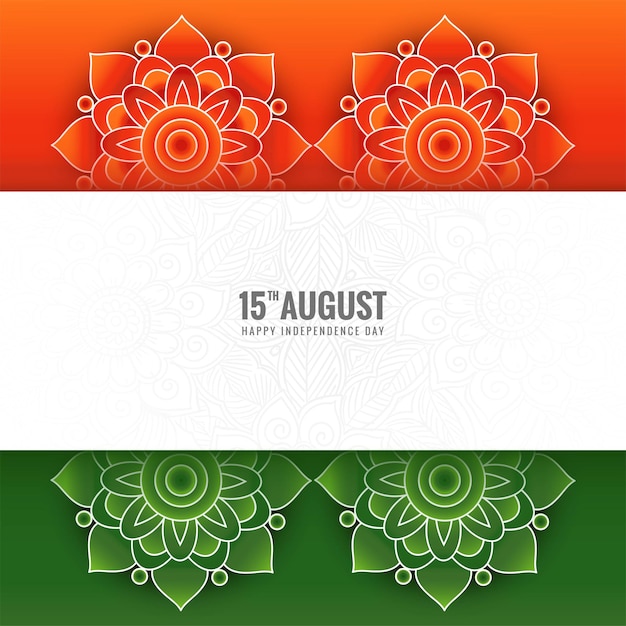 Vector gratuito fondo del día de la independencia de la india con fondo de celebración de mandala tricolor