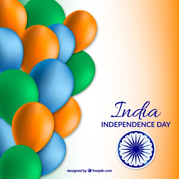 Fondo del día de la independencia de india con globos