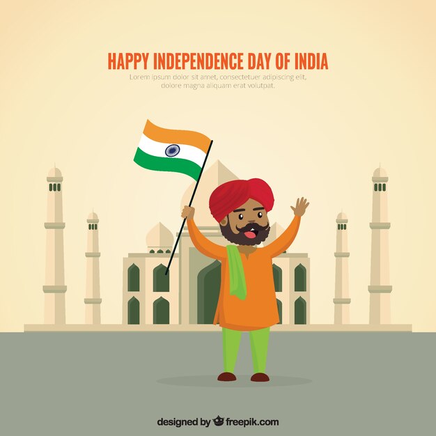 Fondo del día de la independencia de la india con hombre feliz