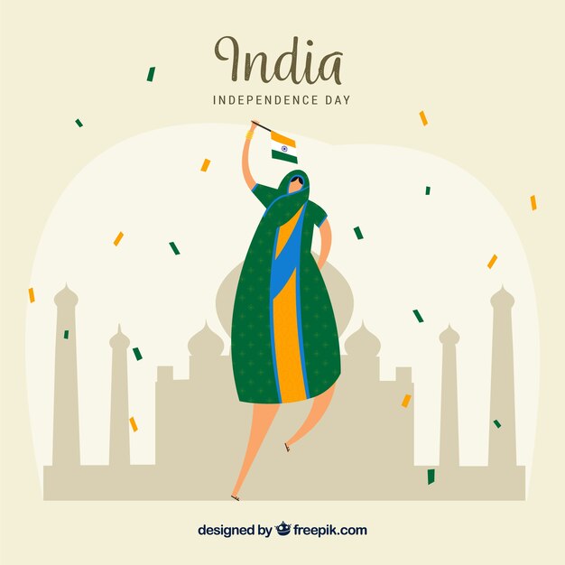 Fondo del día de la independencia de la india con persona celebrando