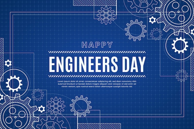 Fondo del día de ingenieros con ruedas dentadas