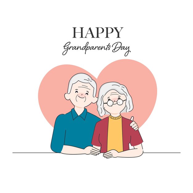 Fondo del día internacional de los abuelos Personaje dibujado a mano de dibujos animados de Doodle